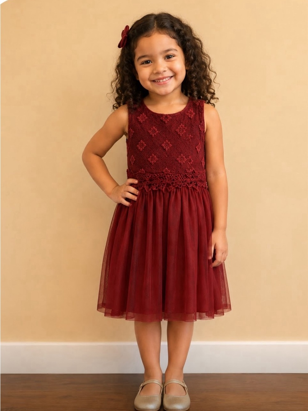 Btween embroider, crocheted, mesh dress